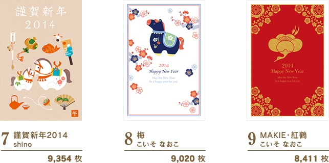 7:謹賀新年2014/shino/9,354 枚 8:梅/こいそ なおこ/9,020 枚 9:MAKIE・紅鶴/こいそ なおこ/8,411 枚