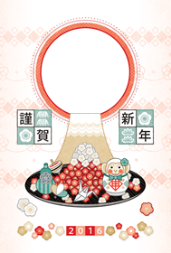 梅富士山と猿達磨フレーム