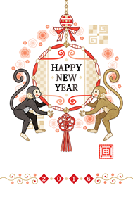 猿と和風の飾り物