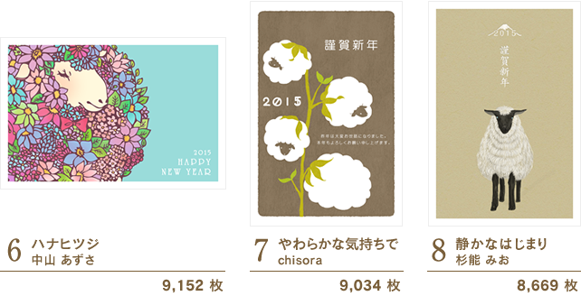 6：ハナヒツジ/中山あずさ　7：やわらかな気持ちで/chisora　8：静かなはじまり/須能みお